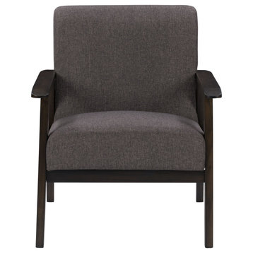 CorLiving Greyson Charcoal Brown Fabric Upholstered Solid Wood Frame Armchair