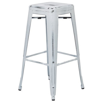 Bristow 30 inch Metal Bar Stool in Antique White Set of 4