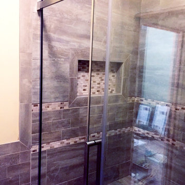 A Bold Beginning- full bathroom tile with custom shower