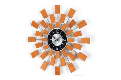 Retro Wooden Sunray Clock | Wall Clocks | RetroPlanet.com
