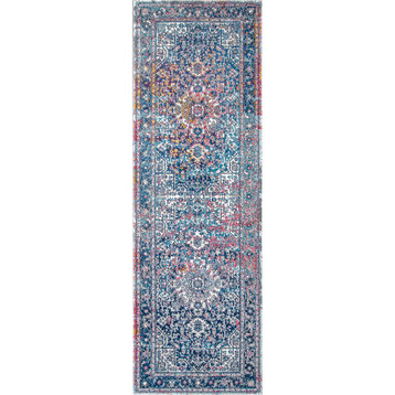 nuLOOM Persian Vintage Raylene Traditional Area Rug, Blue 2'6"x10' Runner