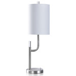 StyleCraft - Rosalind Mid Century Modern Metal Desk Lamp Brushed Steel Finish - Set yourself up for future success with a tidy and bright office space, courtesy of the StyleCraft Rosalind mid century modern metal desk lamp. This stylish plug-in desk lamp is made from strong metal and boasts a subtle silver finish that fits most modern design schemes. Perfect for the corner of a desk or nearby table, this lamp can add the extra light you need to be productive each day.