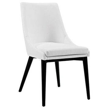Modern Contemporary Urban Design Kitchen Room Dining Chair, White, Faux Leather