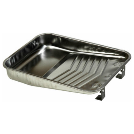 Linzer RM400 Shallow Metal Paint Tray w/ Ladder Lock Grips, 1 Qt