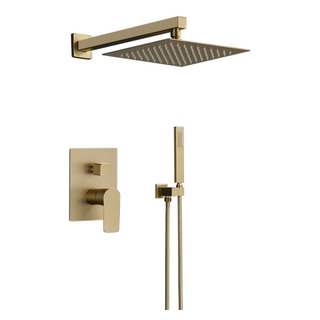 Fontana Balsamo Gold In-Wall Thermostatic Mixer Bathroom Shower System, Wall Mixer With Overhead Shower, Bathroom Wall Mixer Price