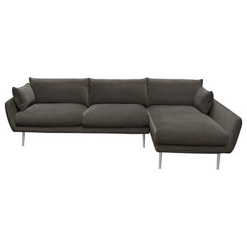 Diamond Sofa Vantage RF Sectional, Iron Gray Fabric and Brushed Metal Legs