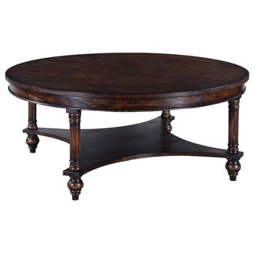 Coffee Table Glenbrook Old World Distressed Dark Rustic Pecan Round