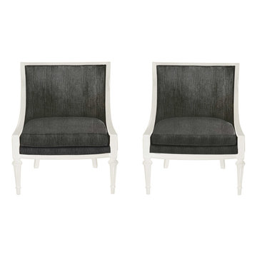 Hollywood Regency chairs reupholstered in Kelly Wearstler fabric
