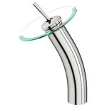 VIGO - VIGO Waterfall Single-Handle Single Hole Bathroom Vessel Sink Faucet - The unique, cascading feature of the VIGO Waterfall Bathroom Vessel Faucet instantly creates a spa-like atmosphere in your bathroom. The clear, tempered glass disk creates a waterfall effect on the single lever faucet, while the base is constructed from durable, solid brass and finished in a clean brushed nickel. You may also enjoy our collection of Waterfall Sink Sets, which feature paired VIGO Waterfall Faucets and Glass Vessel Sinks in matching tempered glass designs.
