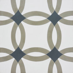 Moroccan Mosaic and Tile House - Safi Handmade Cement Tile, Warm Gray/Black, Sample - Wall And Floor Tile