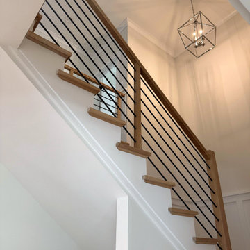 Project #140 | White Oak Staircase with Horizontal Bar Rail