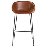 Euro Style - Zach Stools, Set of 2, Dark Brown Leatherette, Bar Height - The Zach Collection cups you in vintage leatherette or velvet fabric while matte black powder coated solid rod steel legs provide a sturdy support. Thicker stitching on the seat is stylish and durable, and the rounded feet are a delightful accent.