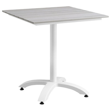 Maine 28" Outdoor Aluminum Dining Table, White Light Gray