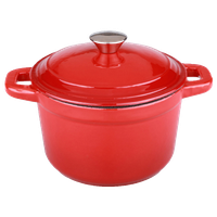 Neo Cast Iron Round Covered Dutch Oven, Red, 3 Quart