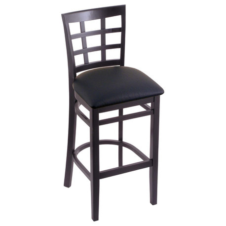 Holland Bar Stool, 3130 30 Stool, Black Finish, Black Vinyl Seat