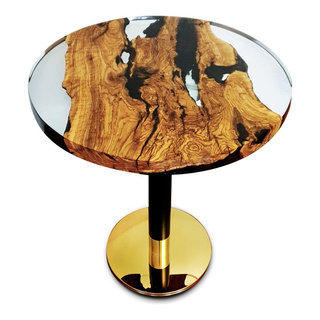 Walnut Live Edge Burl Dining Tabletop - Gray River Resin Epoxy