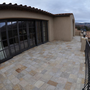 Patio layout showcasing our unique stone elements in architectural settings.