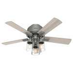 Hunter - Hunter 50653 Hartland, 44" Low Profile Ceiling Fan with Light Kit - The Hartland chandelier inspired ceiling fan's cleHartland 44 Inch Low Matte Silver Light G *UL Approved: YES Energy Star Qualified: n/a ADA Certified: n/a  *Number of Lights: 3-*Wattage:3.5w LED bulb(s) *Bulb Included:Yes *Bulb Type:LED *Finish Type:Matte Silver
