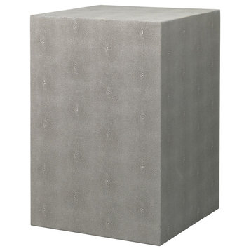 Structure Faux-Shagreen Square Side Table, Grey