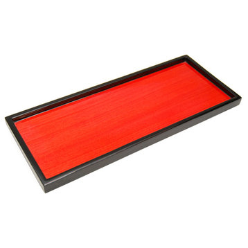 Red Tulipwood Lacquer Bathroom Accessories, Long Vanity Tray