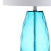 Juliette Glass, Metal LED Table Lamp, 26.5", Moroccan Blue