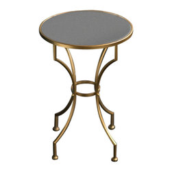 Vagabond Vintage - Black Stone and Gold Metal Round Table - Side Tables And End Tables