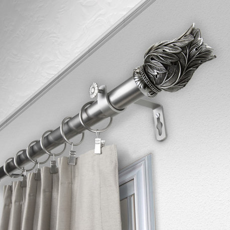 Tulip 1" Curtain Rod, Satin Nickel, 48"-84"