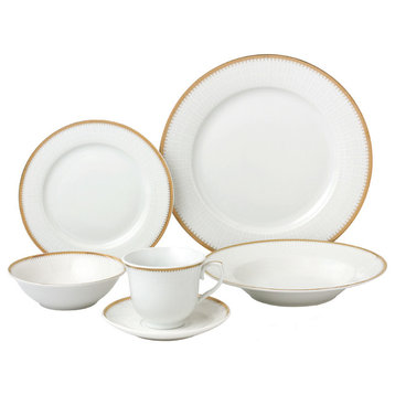 24 Piece Gold Porcelain Dinnerware Service for 4-Georgette