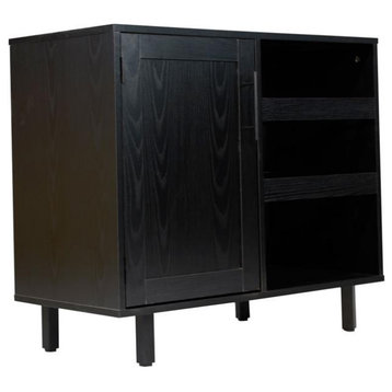Elmont Classic Bar and Sideboard with Shaker Style Single Door Cabinet, Black
