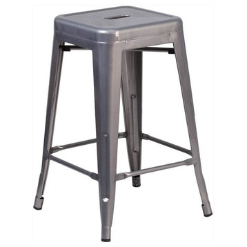 24" Clear Backless Metal Stool