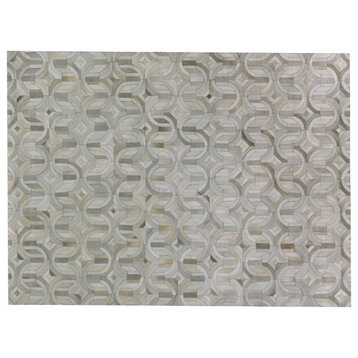 Natural Hide Cowhide Silver/Ivory Area Rug, 8'x11'