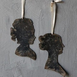 DISTRESSED TIN SILHOUETTE ART ORNAMENTS, SET OF 2 - Products