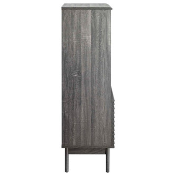 Modway Render Particleboard and Laminate Display Cabinet Bookshelf in Charcoal