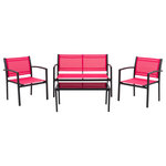 CorLiving - CorLiving 4 Piece Patio Conversation Set without Cushions for Small Spaces, Red - Revamp your outdoor space with the CorLiving 4 Piece Patio Metal Conversation Set. This stylish and functional set includes a loveseat, two single chairs, and a glass tabletop, making it perfect for small spaces. Featuring a sleek grey finish, this weather-resistant set is designed to withstand the elements without the need for cushions. Say goodbye to the hassle of constantly cleaning and storing cushions � this patio furniture without cushions provides all the comfort and style you need, without the extra maintenance. Constructed from heavy-duty steel with a metal frame, this conversation set patio furniture is built to last for years to come. The sturdy construction ensures durability and stability, while the metal mesh design adds a modern touch to your outdoor decor. Whether you're enjoying a morning coffee or hosting friends for an evening get-together, this durable and attractive patio furniture set will be the perfect addition to your outdoor living space. Say goodbye to outdated patio furniture sets with uncomfortable cushions that require constant upkeep. Embrace a more low-maintenance approach with this cushionless patio furniture that provides comfort and style without the extra hassle. You won't find another patio conversation furniture set as convenient or durable as this one. Dont miss out on this fantastic deal - upgrade your outdoor space today!