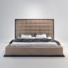 Modloft Ludlow Platform Bed in Wenge and Taupe Leather - California King