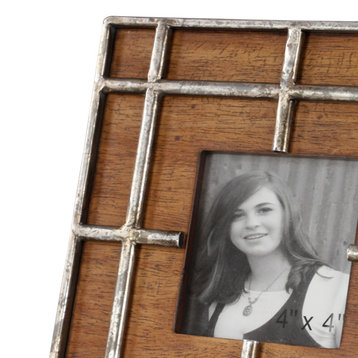 Brown Wood Industrial Photo Frame, 9"x9"x1"