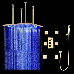 Gold Tone Finish Venice LED Shower Set - Showerheads And Body Sprays