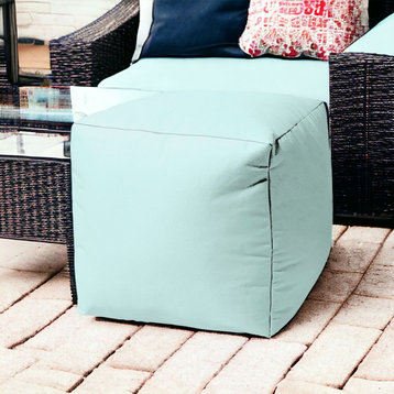 17" Cool Pale Aqua Solid Color Indoor Outdoor Pouf Cover