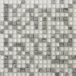 unico glass and stone masaic collection: crystal gray stone mosaic blend - Tile