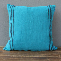 turquoise linen pillow - Decorative Pillows