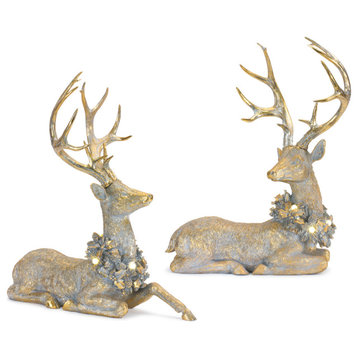 Deer With LED Light, 2-Piece Set