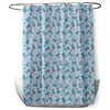 70"Wx73"L Bunnies and Eggs Shower Curtain, After Rain Blue