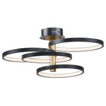 ET2 Lighting - ET2 Lighting Hoopla 4-Light LED Pendant, Black and Gold - Rings of various sizes finished in Black are supported from a column of soft Gold. This European classic is a soft contemporary design which works in today's home decor.