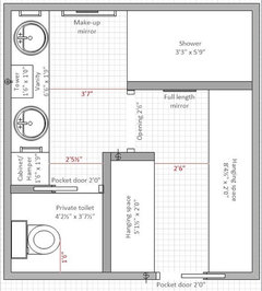 Need help with bathroom layout to maximize closet and storage!