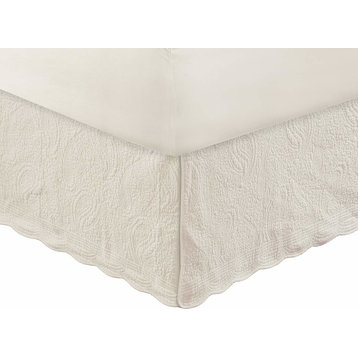 Greenland Home Paisley Quilted Bed Skirt Ivory, Full