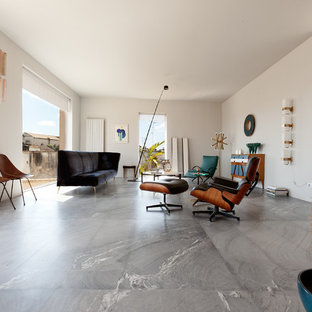 75 Most Popular Midcentury Modern Marble Floor Living Room Design