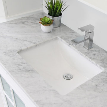 20" White Ceramic Porcelain Rectangular Undermount Bathroom Sink