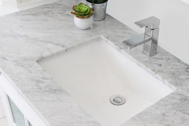 20" White Ceramic Porcelain Rectangular Undermount Bathroom Sink