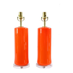 CASED EMPOLI ORANGE LAMPS - PAIR - Table Lamps
