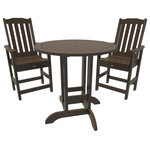 Highwood USA - Lehigh 3-Piece Round Counter-Height Dining Set, Weathered Acorn - 100% Made in the USA - backed by US warranty and support